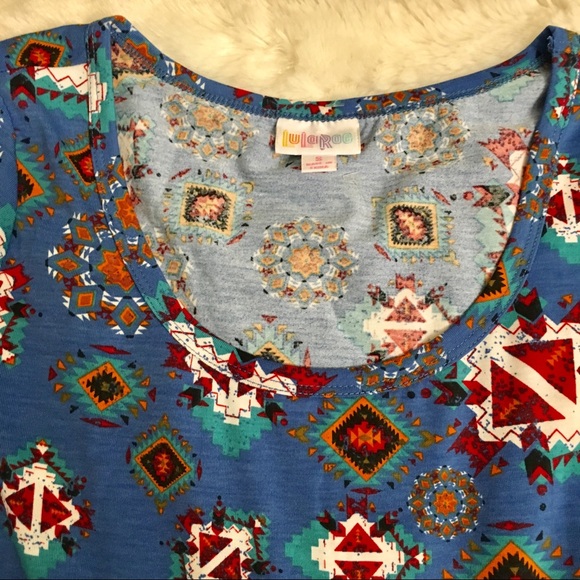 Lularoe Nicole Blue Geometric Aztec Print Dress - Picture 4 of 6